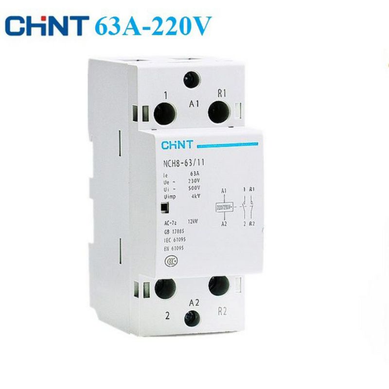 Khởi động từ, contacto NCH8 Chint chính hãng .1 pha 220v 25A 63A