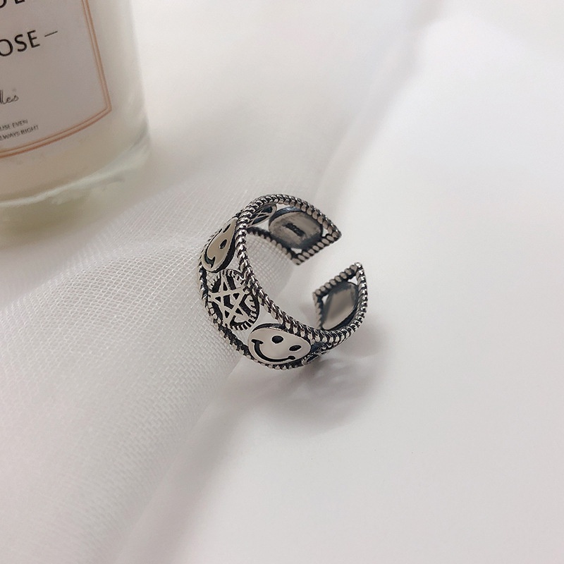 Nhẫn Mở Hình Ngôi Sao Mặt Cười Phong Cách Hip Hop