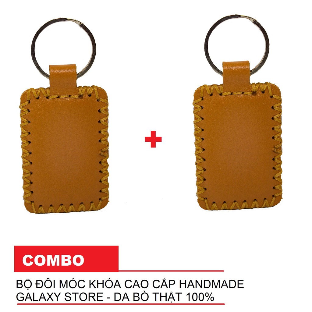 [Nhập GALA10 giảm 10%] Bộ Đôi Móc Khóa Cặp Da Thật Handmade Galaxy Store (Vàng bò)