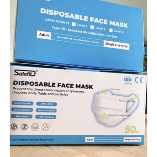 Khẩu trang y tế safefit - safefit face mask (lẻ 20 cái hoặc nguyên hộp 50 cái)