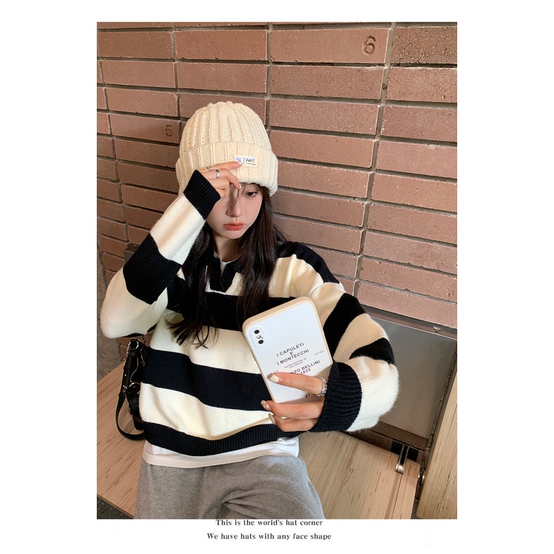 Mũ Len Dày Dặn Giữ Ấm Mùa Thu Đông Phong Cách Nhật Bản Cho Bà