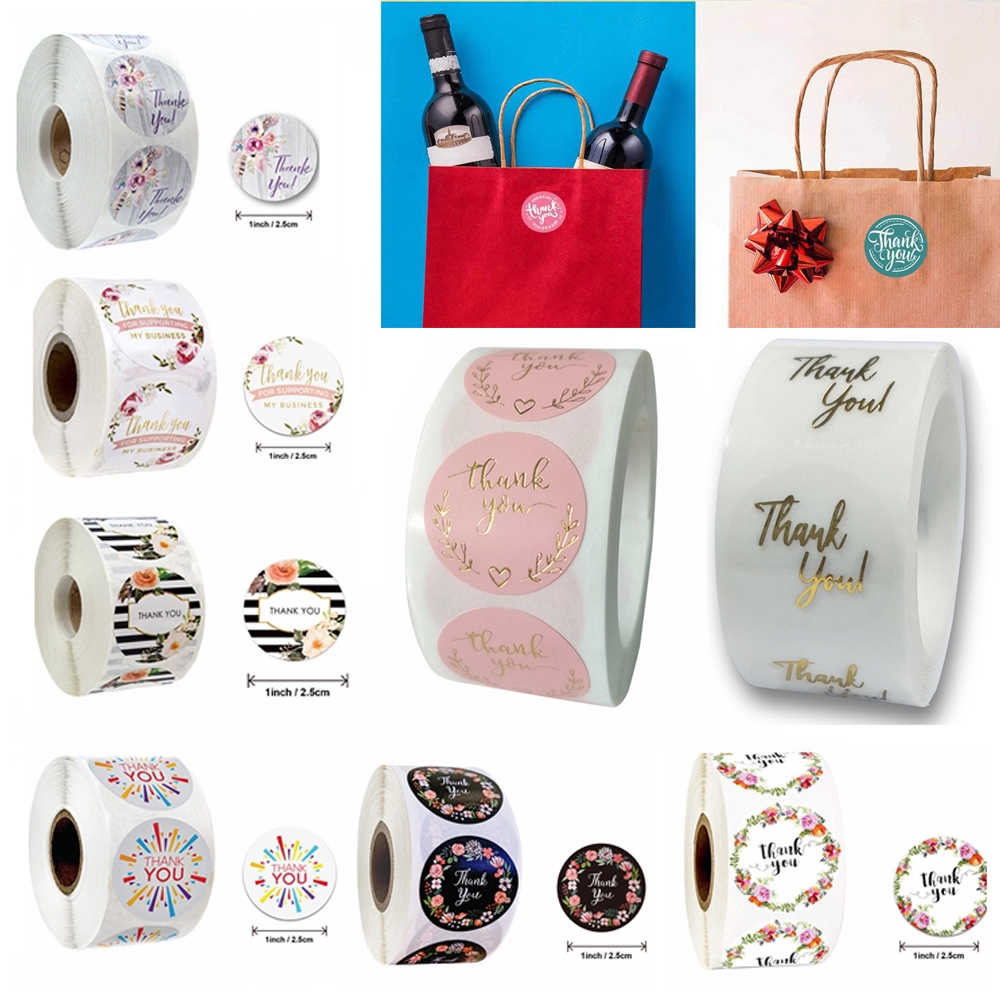 Bộ 500 Nhãn Dán Hình Tròn In Chữ Thank You