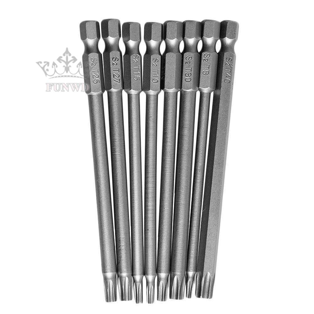 Torx Screwdriver Bit 1/4 inch Magnetic Head Drill Security Extra Long Silver Drivers Repair Workshop Equipment