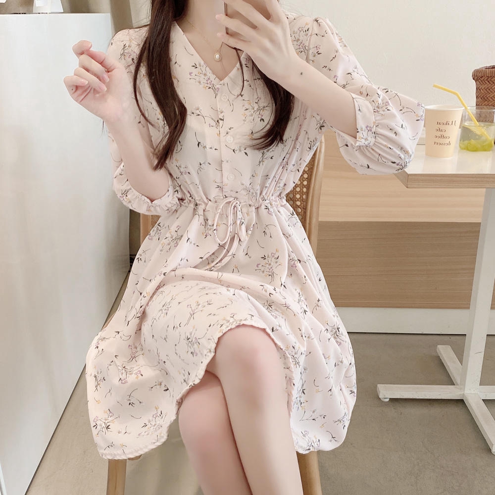Đầm Hoa Nhỏ Ôm Eo Thời Trang Nữ Sành Điệu 33451