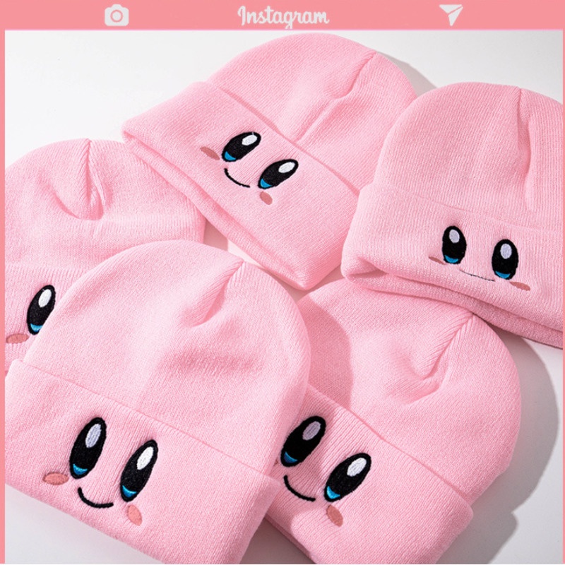 Mũ Len Giữ Ấm Màu Hồng Dễ Thương Thời Trang Thu Đông Cho Nữ