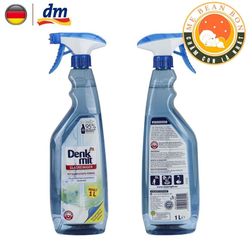Nước xịt lau kính, màn hình ti vi, gương Denkmit glasreiniger 1 lít của Đức sạch nhanh toàn không độc hại - mẹ bean bon