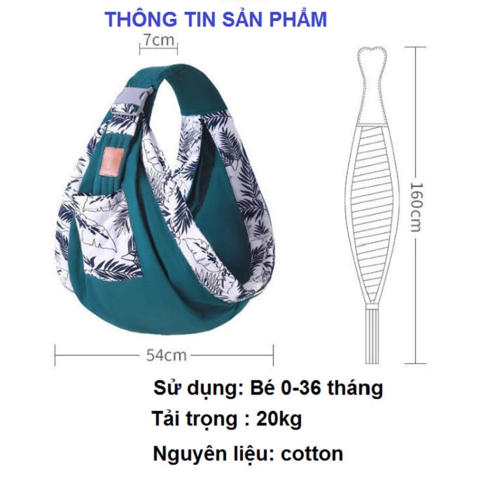 [VẢI COTTON] Địu vải cotton đa năng ,địu em bé sơ sinh từ 0-36 tháng,đai địu bé phía trước  tiện lợi