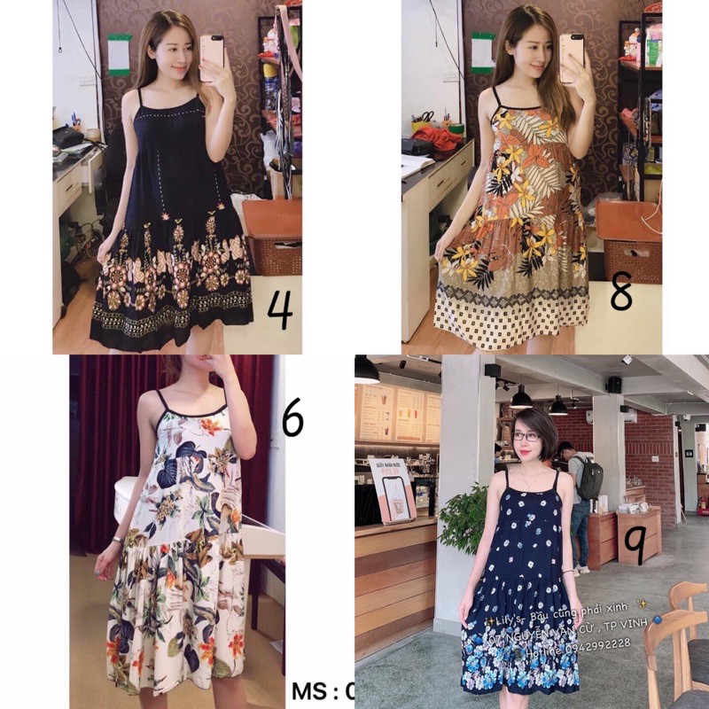 Váy lanh hai dây thái