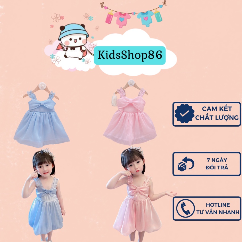 VÁY CHO BÉ GÁI HOA TƠ BỒNG 2 DÂY, HÀNG 2 LỚP LÓT MỀM, MAY TỈ MỈ LẮM SIZE 9-21KG [V38]