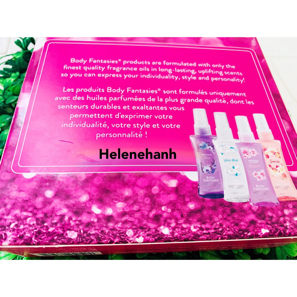 Set 4 chai nuớc hoa xịt toàn thân Body Fantasies Signature USA.