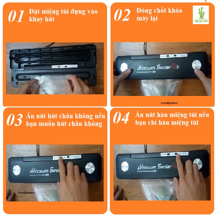 Máy Hút Chân Không Đóng Gói Thực Phẩm Vacuum Sealer - Bảo Hành 12 Tháng - Tặng 10 Túi Hút Chân Không