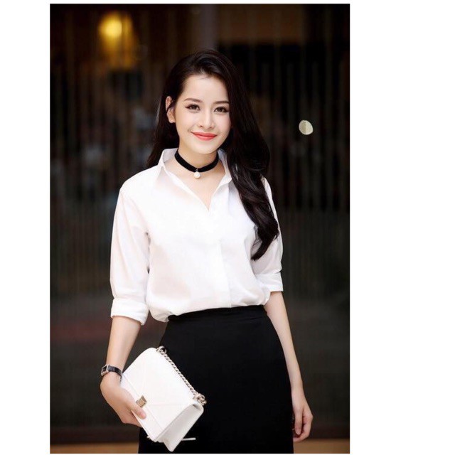 sơ mi trơn cổ bẻ
