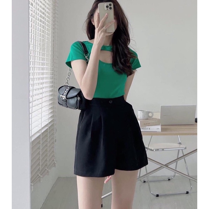 Áo kiểu khoét ngực , best seller mùa hè , ngắn tay , chất thun bozip siêu mát