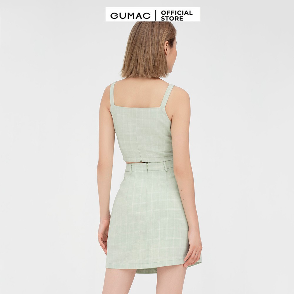 [Mã WABRGUM giảm 10% tối đa 30K đơn 99K] Áo croptop nữ hai dây GUMAC màu xanh trẻ trung AB478