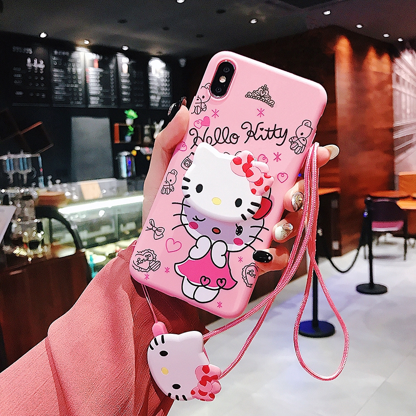 Ốp điện thoại TPU+giá đỡ Hello Kitty cho OPPO A3 A37 A39 A57 A3s AX5 F1S A59 A59s A7 A5S A71 2018 A1 A83 2020 F11 A9 F9