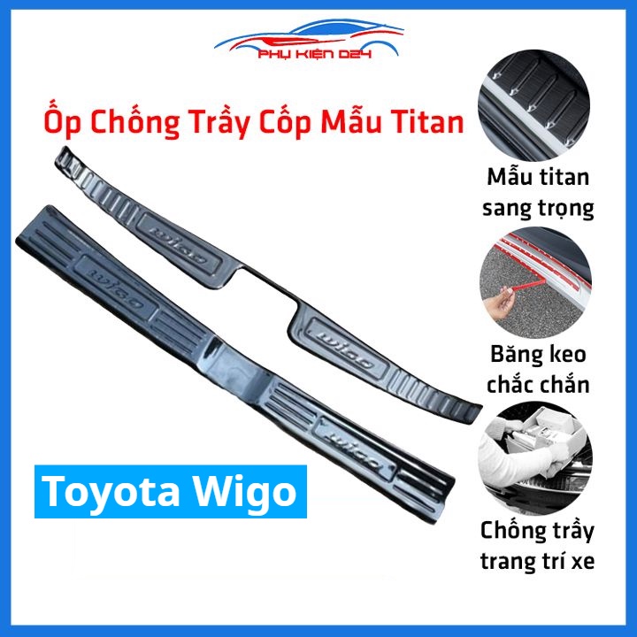 Ốp chống trầy cốp Toyota Wigo vân Titan bảo vệ xe
