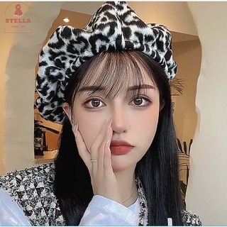 Mũ nồi beret nữ hoạ tiết da báo đen trắng