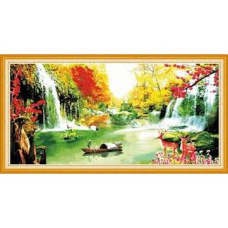 Tranh Thêu Chữ Thập 3d Phong Cảnh Non Nước Thuỷ Mặc < A228 >