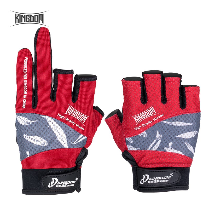 KINGDOM Găng Tay Câu Cá 3 Ngón Thoáng Khí Chống Trượt