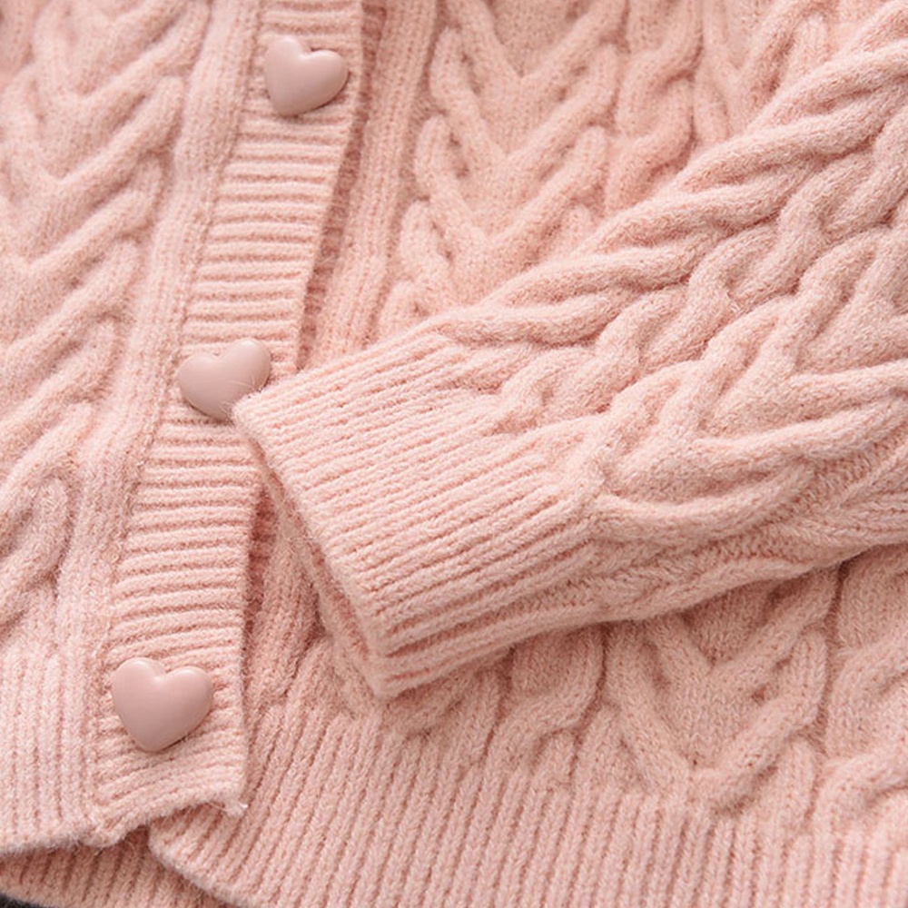 BEAR LEADER Bộ Áo Khoác Cardigan Len 2 Món Phối Đầm Ren Thời Trang Thu Đông Cho Bé Gái 2-6 Tuổi