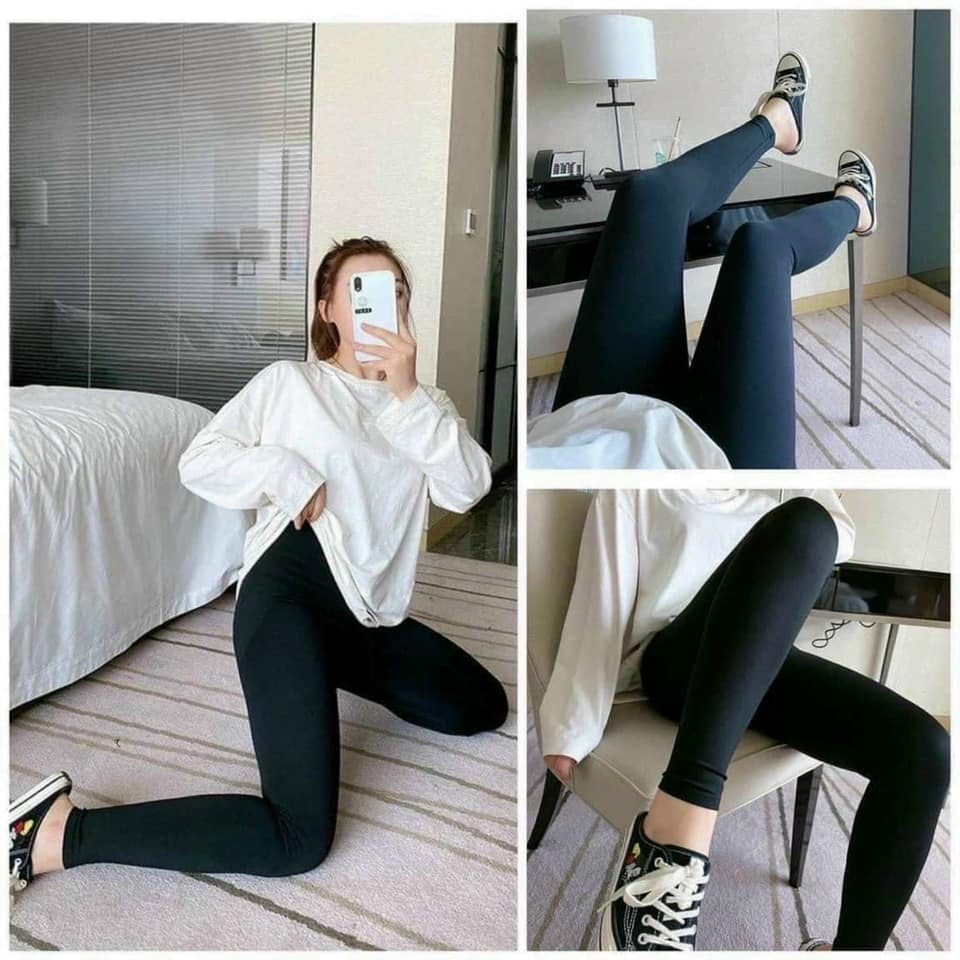 Quần legging vải mềm mịn siêu co giãn phong cách Hàn Quốc