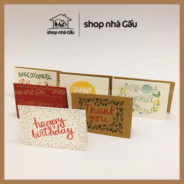 Thiệp Giấy Thủ Công, Thiệp Handmade Giấy Kraft Vintage Quà Tặng Sinh Nhật, Lễ Tết Hàng Loại 1 - Shop Nhà Gấu
