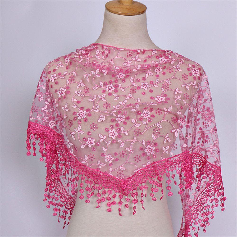 CACTU Khăn Choàng Chiffon Thêu Hoa Thời Trang