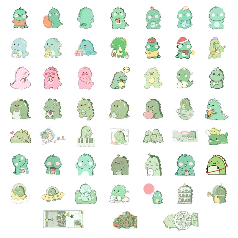 Stiker Hình Khủng Long Xanh Cute Không Thấm Nước
