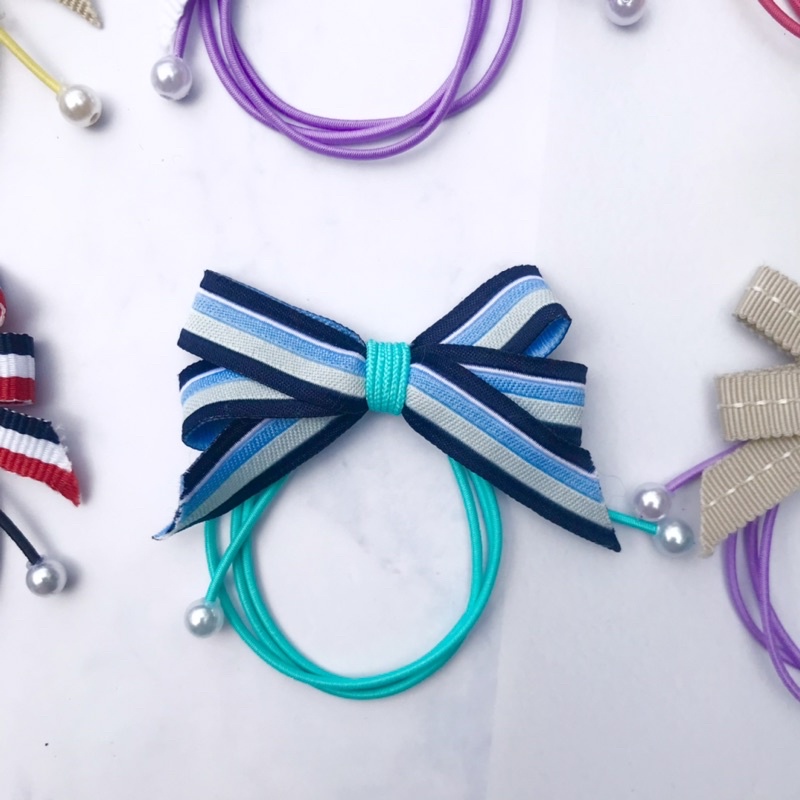 Dây cột tóc nơ kẻ hoạ tiết nhiều màu sắc cá tính cho bạn gái