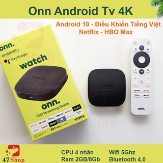 Mua Android Tivi Box Onn Android Box TV Android 10 remote tìm kiế Tiếng Việt phát 4K UHD HDR Google Cast Chrome Cast Netflix