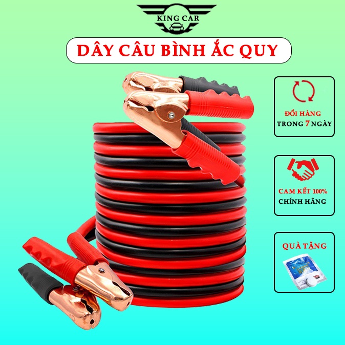 Dây Câu Bình Ắc Quy - Dây Câu Bình Điện Ắc Quy Dài 4m Lõi Đồng - Có Kẹp Cách Điện Bảo Hành 12 Tháng.