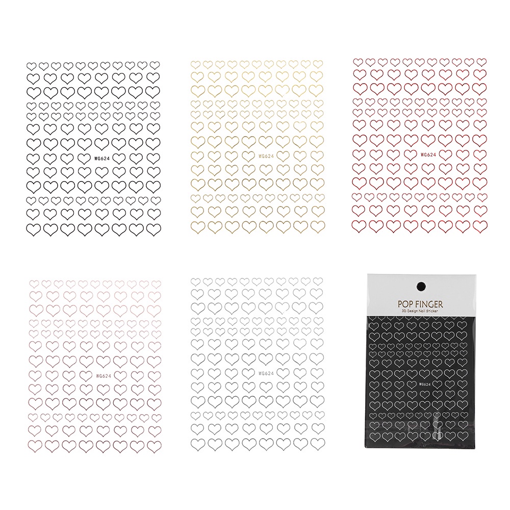 [Hàng mới về] Miếng dán trang trí móng tay hình trái tim 3D nhiều màu sắc tùy chọn phong cách 2021