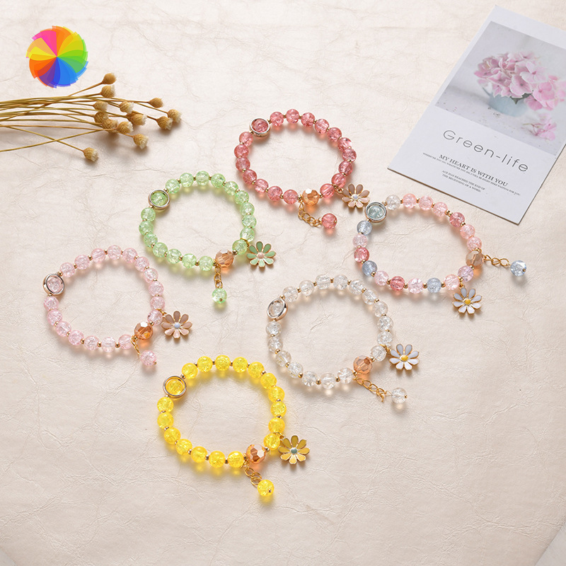 Vòng Đeo Tay Pha Lê Trang Trí Hoa Hướng Dương Thời Trang Cho Nữ