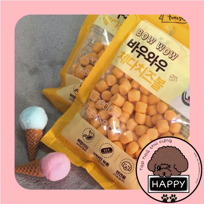 Phô mai viên Bow Wow (Cheese Ball BowWow) [Ảnh thật] [Có sẵn] - Bánh thưởng cho chó - Tạp Hóa Thú Cưng Happy