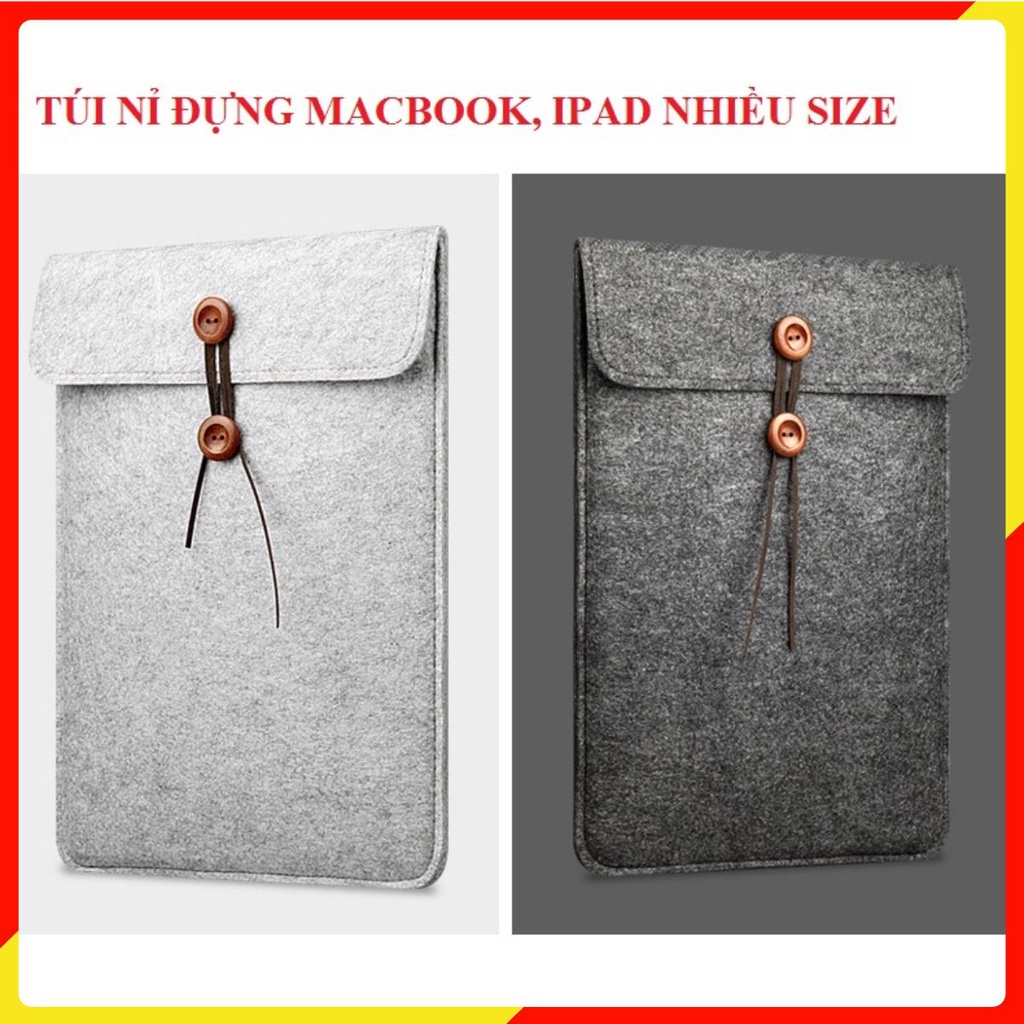 Túi Nỉ Chống Sốc Bảo Vệ Laptop - Macbook Air Pro 11 inch, 12 inch, 13 inch, 14 inch, 15 inch, 16 inch Sale 2021