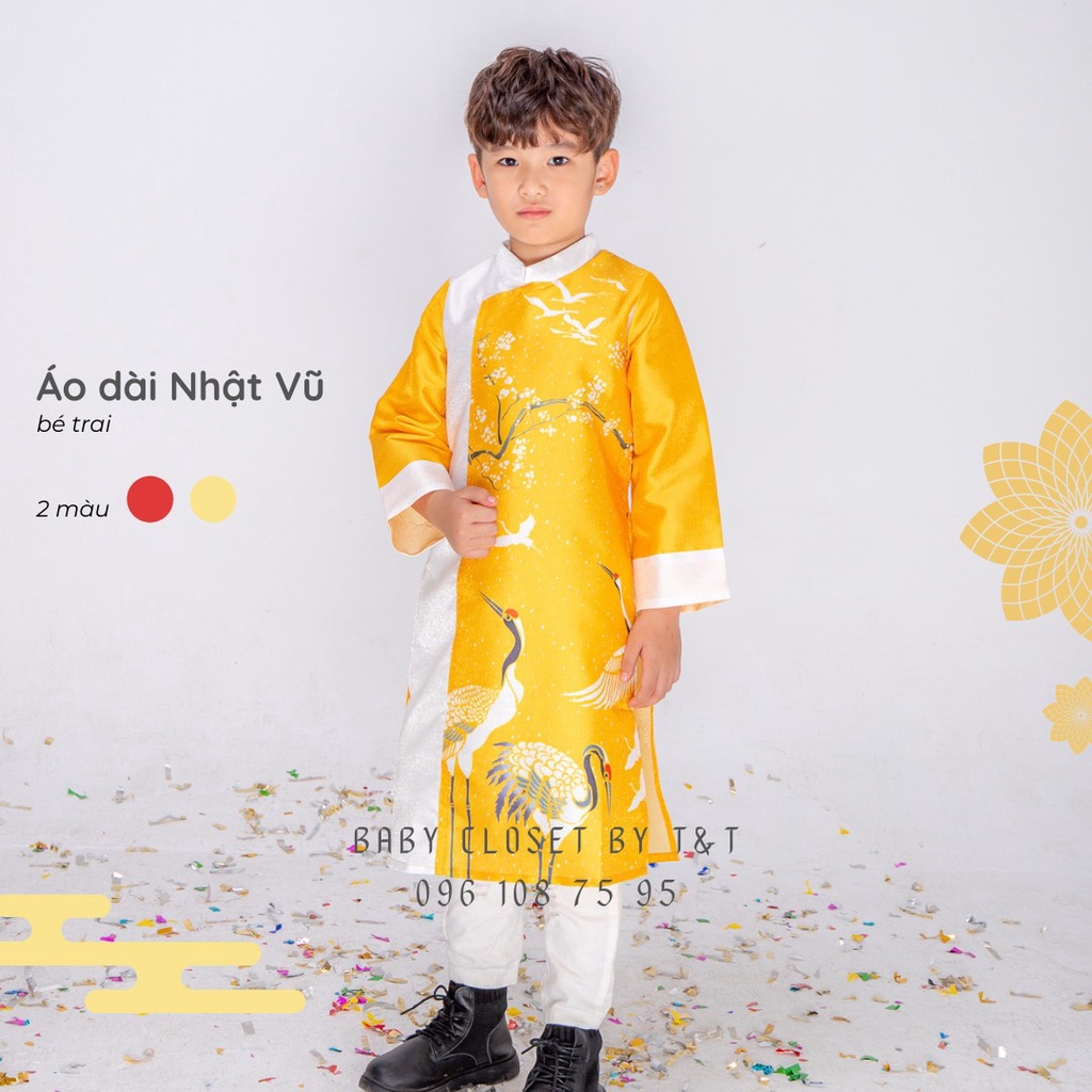 [HÀNG CAO CẤP] Áo dài Tết taffa nhũ ánh kim bé trai