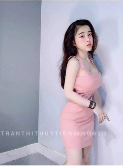Váy ôm body 2 dây bản to dáng ngắn