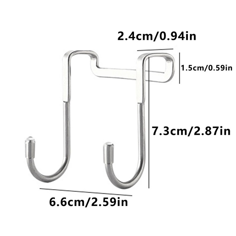 Móc treo đồ hình chữ s đôi bằng thép không gỉ gắn cửa tủ đa năng cho nhà bếp nhà tắm