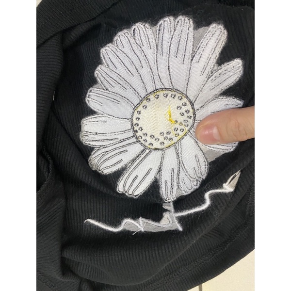 16 mẫu Áo nữ croptop thêu hoa cúc xoăn lai borip cao cấp thun gân cuốn biên mềm mịn co dãn oversize bigsize