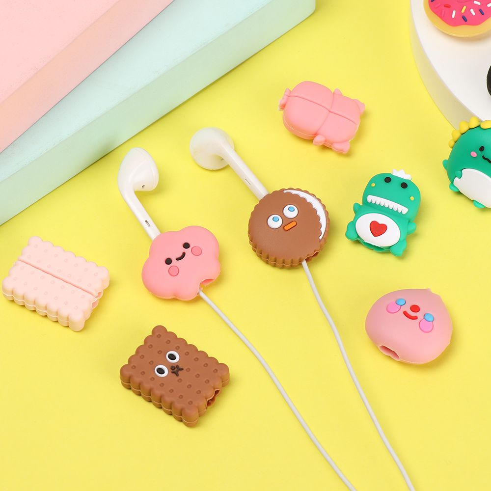 Phụ kiện bảo vệ đầu dây cáp sạc USB làm từ silicon mềm họa tiết hoạt hình dễ thương