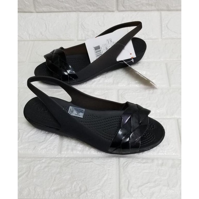 CROCS Giày sandal đế bằng phong cách Isabella màu đen size 36 cho nữ