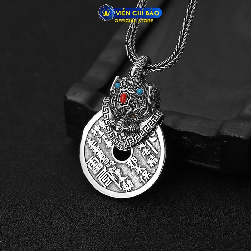 Mặt dây chuyền bạc nam Thần Chú Sơn Quỷ Bát Quái Hộ Thân chất liệu bạc Thái 925 Viễn Chí Bảo M100496