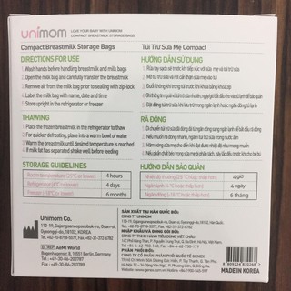 [HÀNG DÙNG THỬ] Túi trữ sữa Unimom Compact 210ml