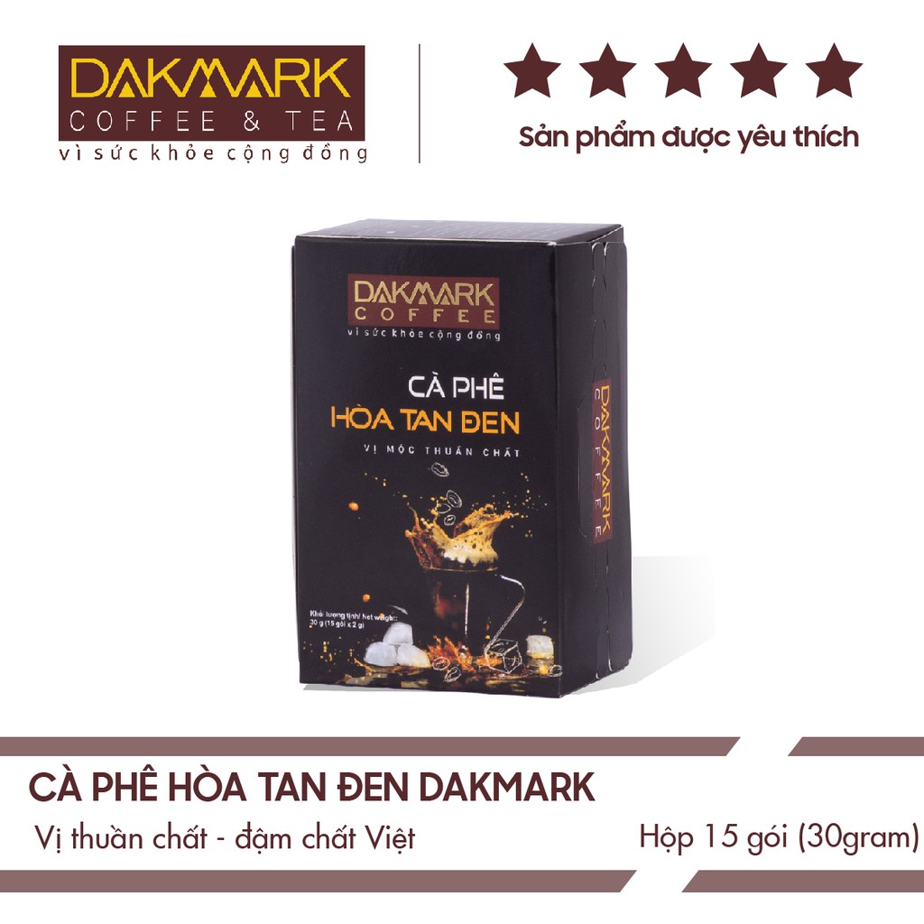 Cà phê nguyên chất hòa tan đen DakMark☕ Giảm cân 15 gói x 2gram ☕ Cà phê espresso