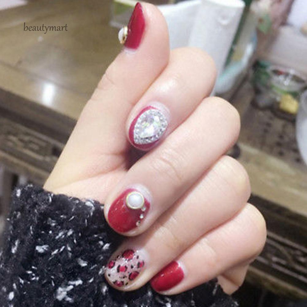 12 hộp kim cương giả 3D nhiều màu sắc trang trí móng tay