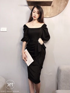 Váy body cổ vuông vạt dài V095 KYMIE (không kèm hoa)