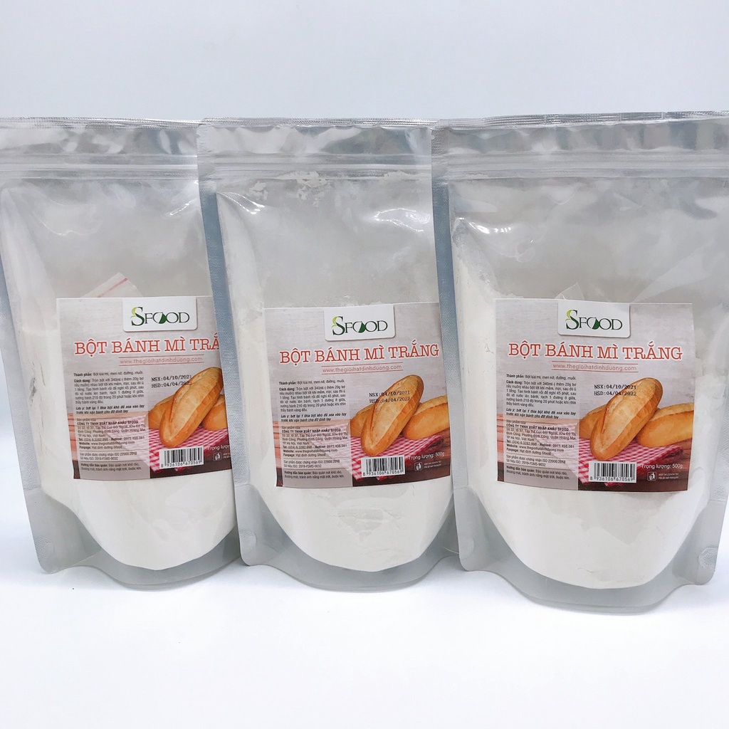 Bột làm bánh mì trắng SFOOD 500g, bột bánh mì trộn sẵn