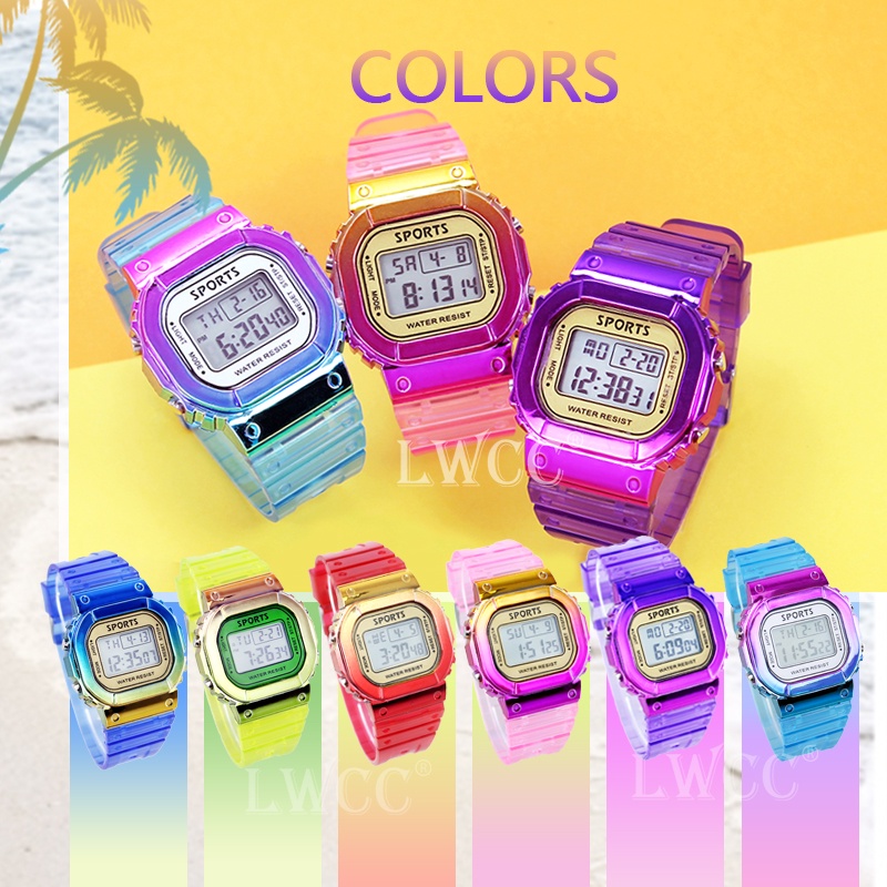 Đồng hồ kỹ thuật số màu gradient phát sáng chống thấm nước phong cách Hàn Quốc thời trang Unisex | BigBuy360 - bigbuy360.vn