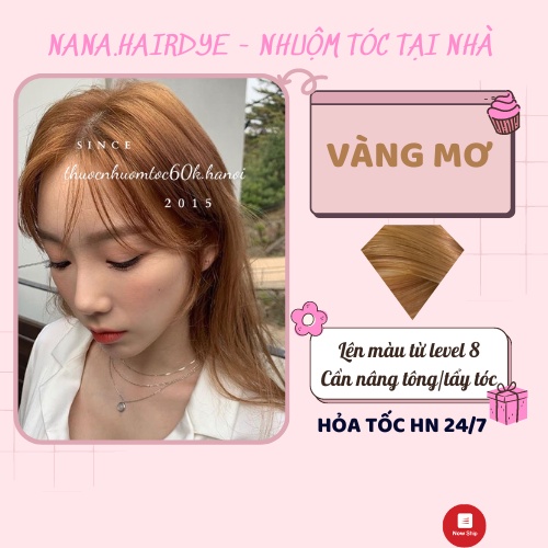 Thuốc nhuộm tóc màu Vàng Mơ kèm oxy trợ dưỡng găng tay