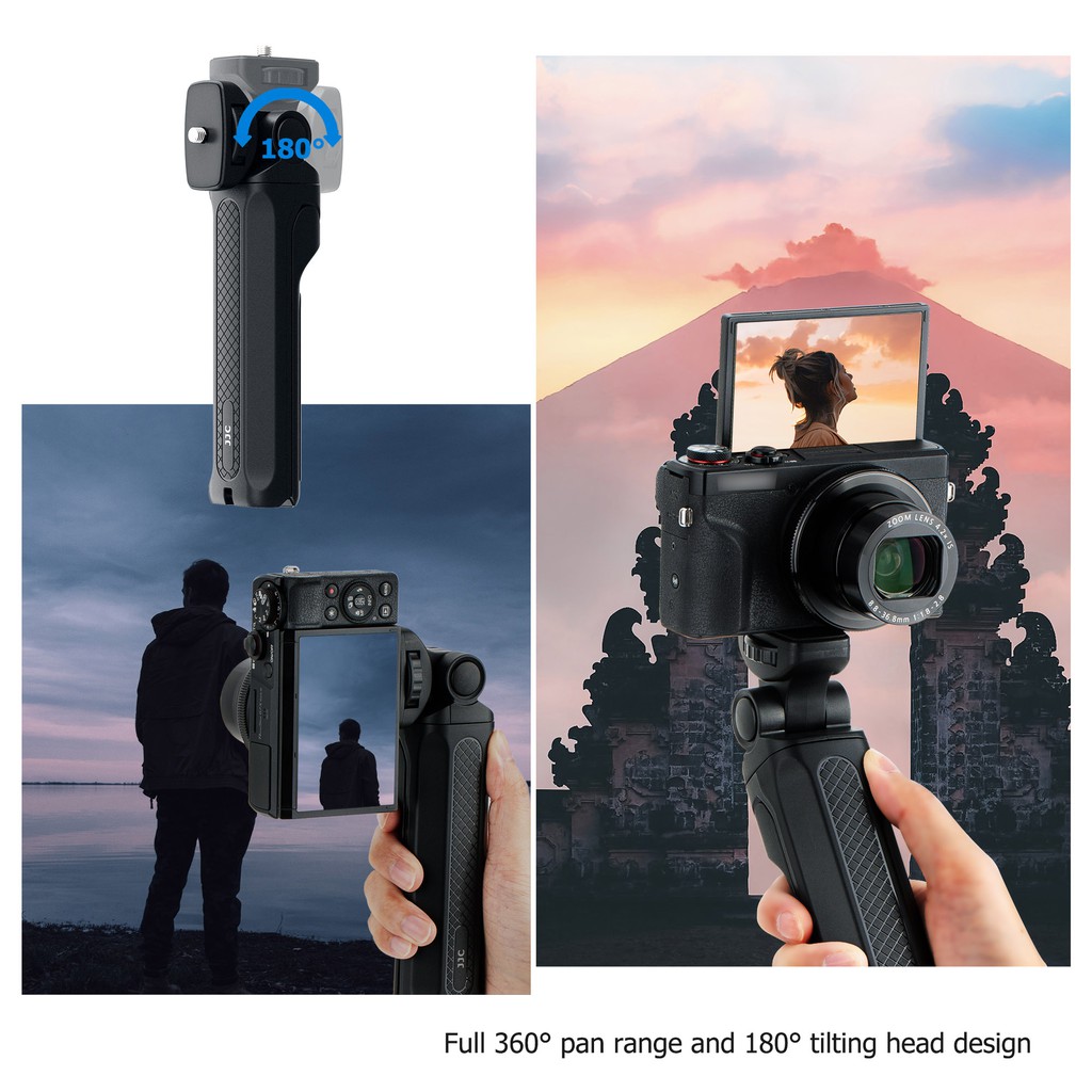 JJC TP-U1 Tay Cầm Chân Máy Mini Giá Đỡ Máy Ảnh 2 Trong 1 Có Thể Xoay 360 Độ Để Quay Vlog Và Phát Trực Tiếp Trên Máy Ảnh Không Gương Lật DSLR Với Ổ Cắm Chân Máy 1/4"-20